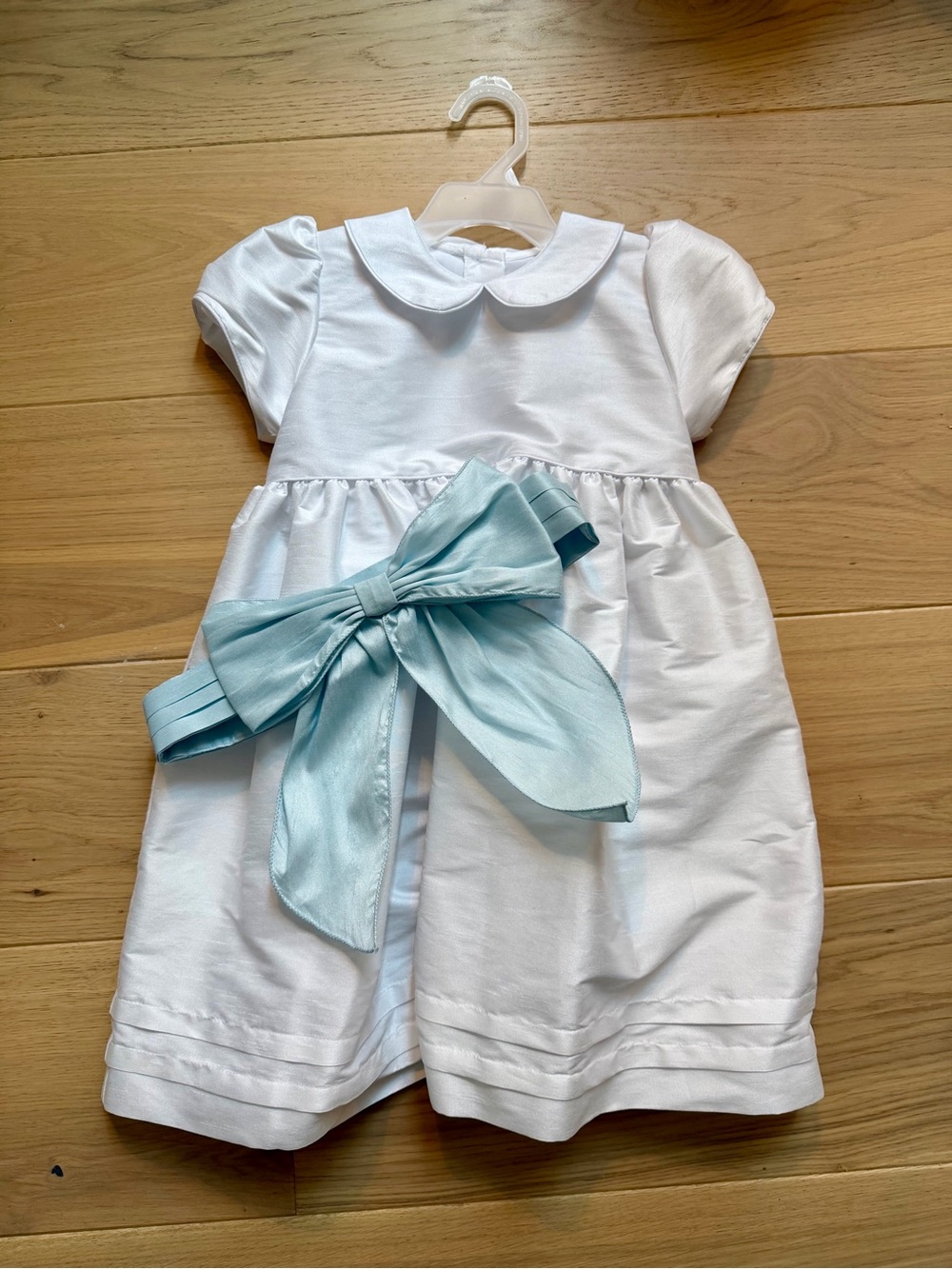 Little English Peter Pan Formal Dress with Blue Sash, Size 4